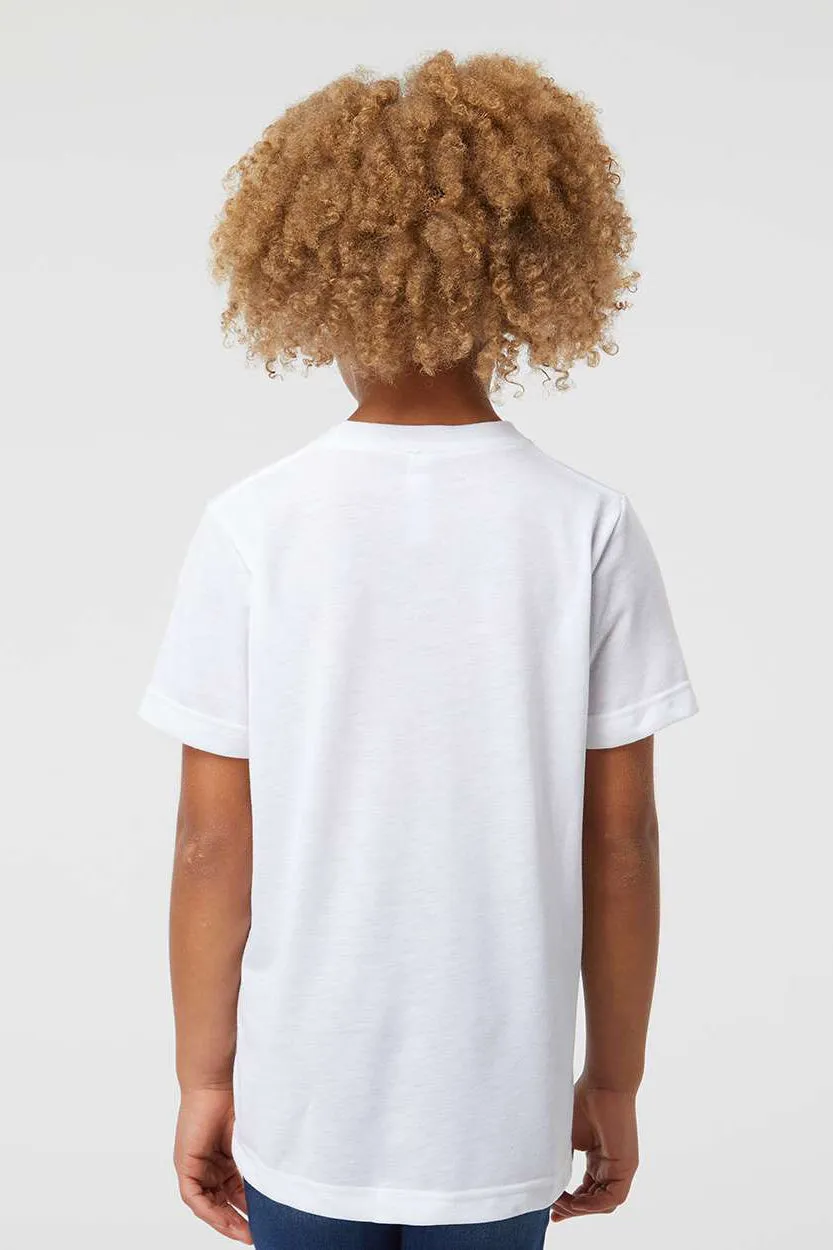 Sublivie Youth Sublimations Feuchtigkeitstransportierendes Kurzarm-T-Shirt mit Rundhalsausschnitt - Weiß
