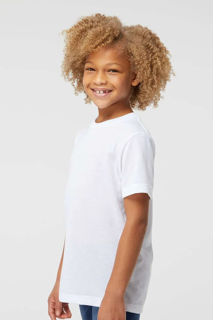 Sublivie Youth Sublimations Feuchtigkeitstransportierendes Kurzarm-T-Shirt mit Rundhalsausschnitt - Weiß