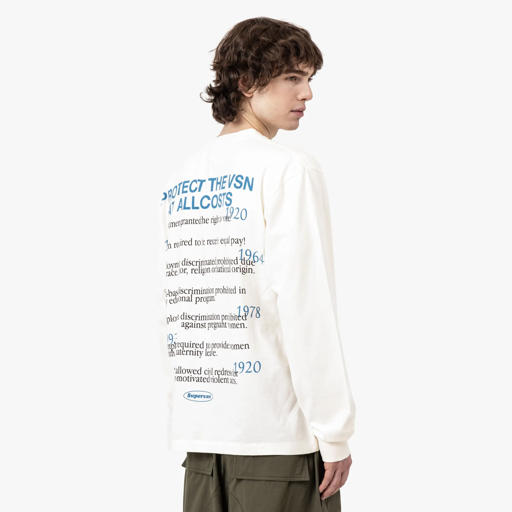 Supervsn Sisters Keeper Langarm T-Shirt / Knochenfarbe