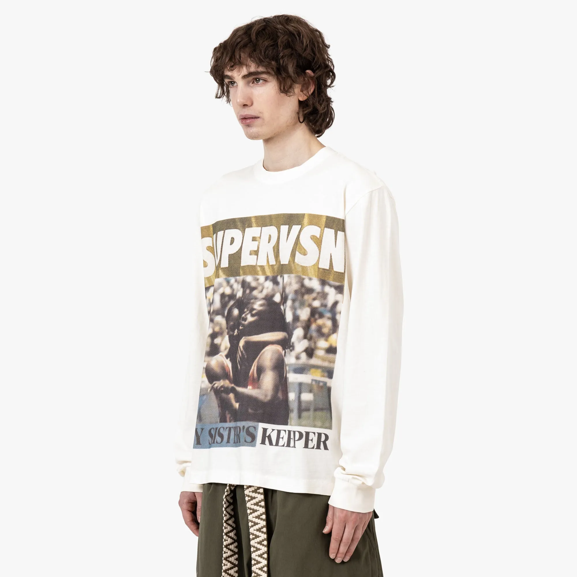Supervsn Sisters Keeper Langarm T-Shirt / Knochenfarbe