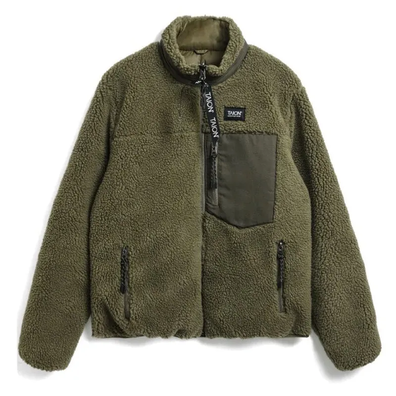 Taion Down Boa Reversible Jacke Olive / Dunkeloliv