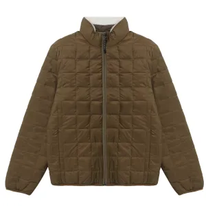 Taion Damen Reversible Daunenjacke mit Boa-Effekt in Olive / Elfenbein