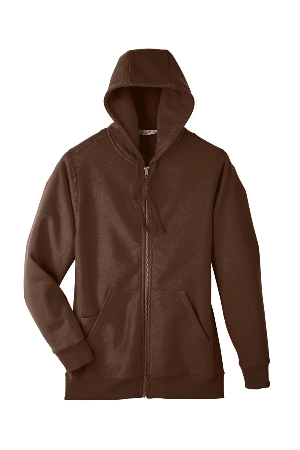 Team 365 Herren Zone HydroSport Fleece wasserabweisender Kapuzenpullover mit Reißverschluss und Taschen - Dunkelbraun