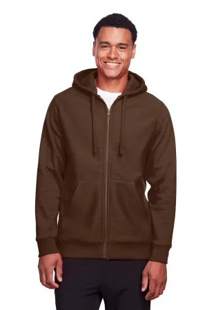 Team 365 Herren Zone HydroSport Fleece wasserabweisender Kapuzenpullover mit Reißverschluss und Taschen - Dunkelbraun