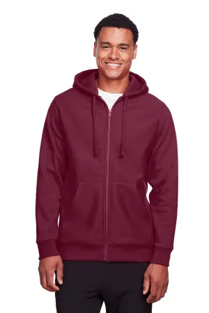 Team 365 Herren Zone HydroSport Fleece wasserabweisender Kapuzenpullover mit Reißverschluss und Taschen - Dunkelrot