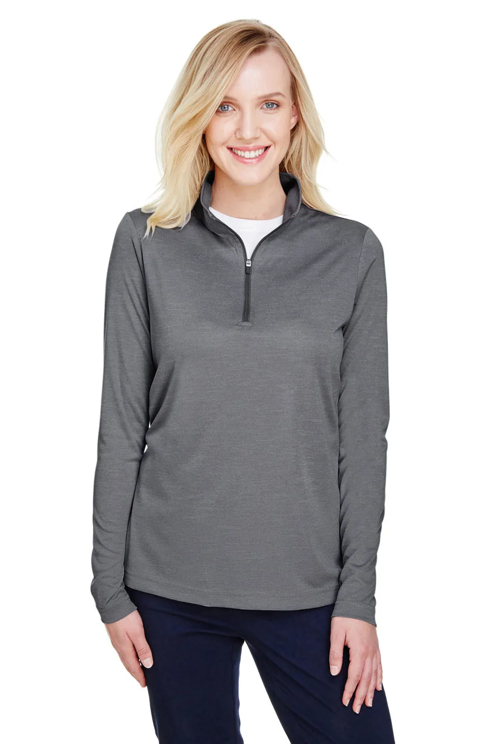 Team 365 Damen Zone Sonic Performance Feuchtigkeitstransportierendes 1/4-Zip Sweatshirt - Heather Dunkelgrau
