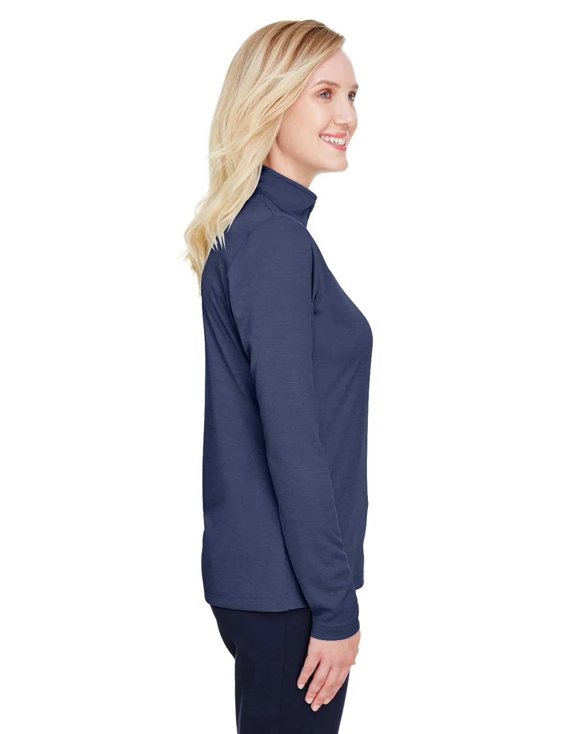 Team 365 Damen Zone Sonic Performance Feuchtigkeitstransportierendes 1/4-Zip Sweatshirt - Heather Dunkelmarineblau