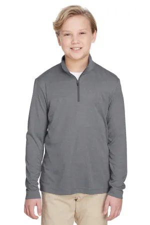 Team 365 Youth Zone Sonic Performance Feuchtigkeitstransportierendes 1/4-Zip Sweatshirt - Heather Dunkelgrau