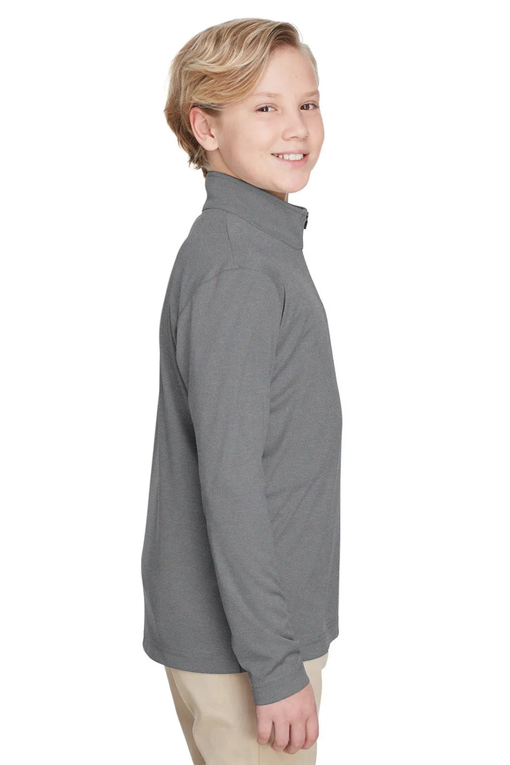 Team 365 Youth Zone Sonic Performance Feuchtigkeitstransportierendes 1/4-Zip Sweatshirt - Heather Dunkelgrau