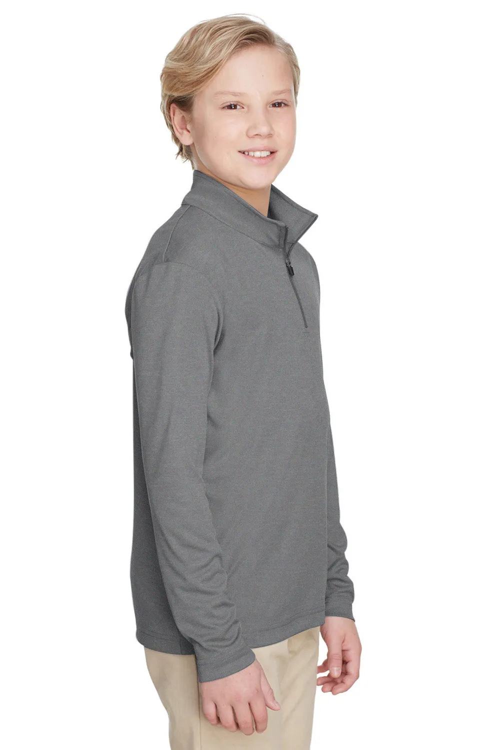 Team 365 Youth Zone Sonic Performance Feuchtigkeitstransportierendes 1/4-Zip Sweatshirt - Heather Dunkelgrau