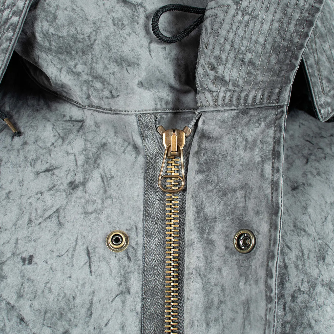 Ten C Kapuzen-Fishtail-Kurzparka Jacke Gewaschen Schwarz