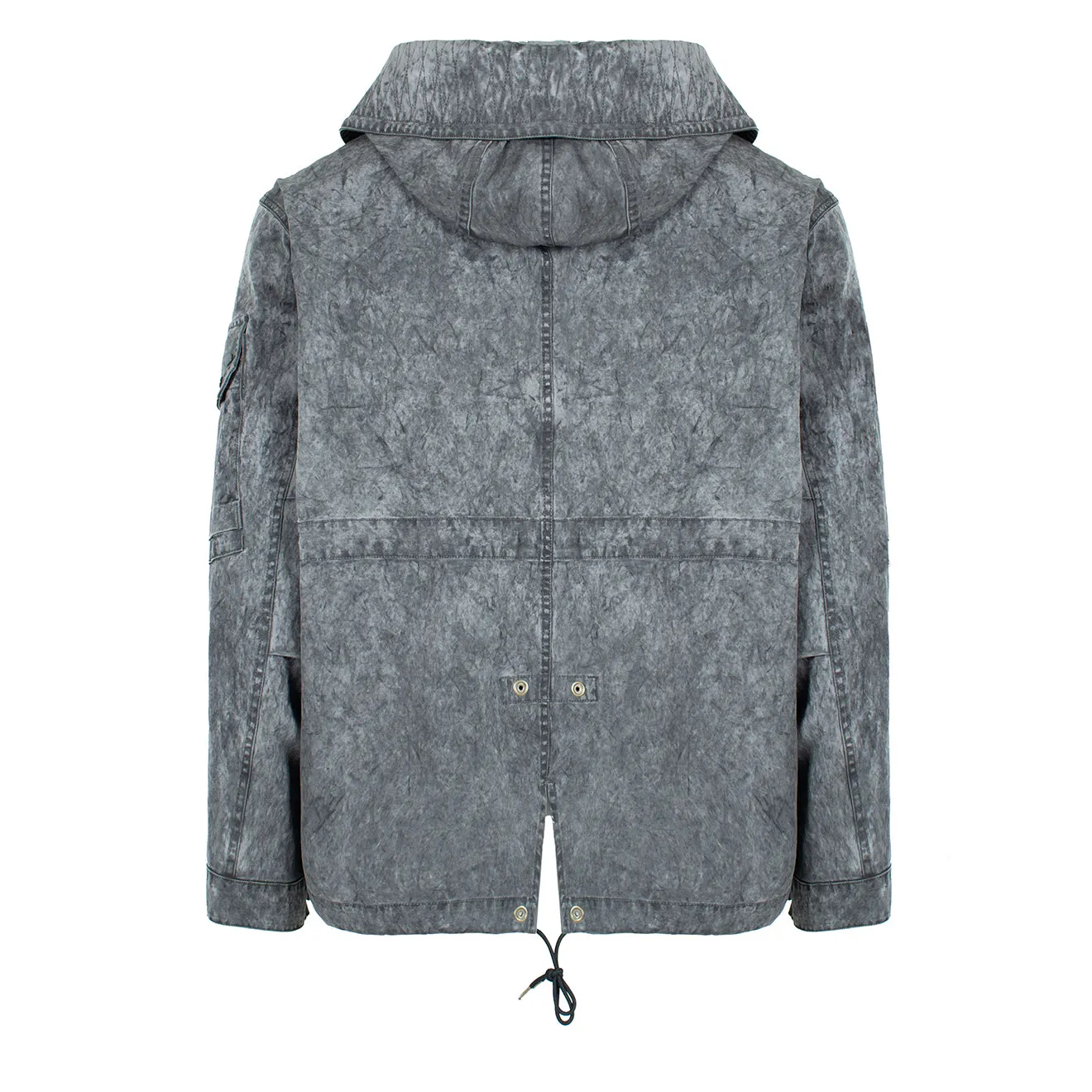 Ten C Kapuzen-Fishtail-Kurzparka Jacke Gewaschen Schwarz