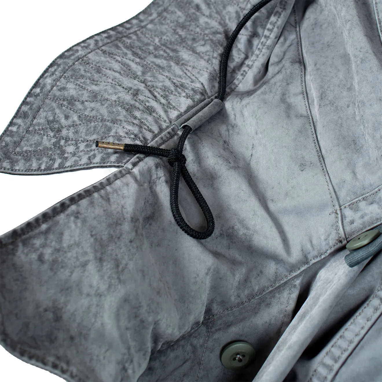 Ten C Kapuzen-Fishtail-Kurzparka Jacke Gewaschen Schwarz