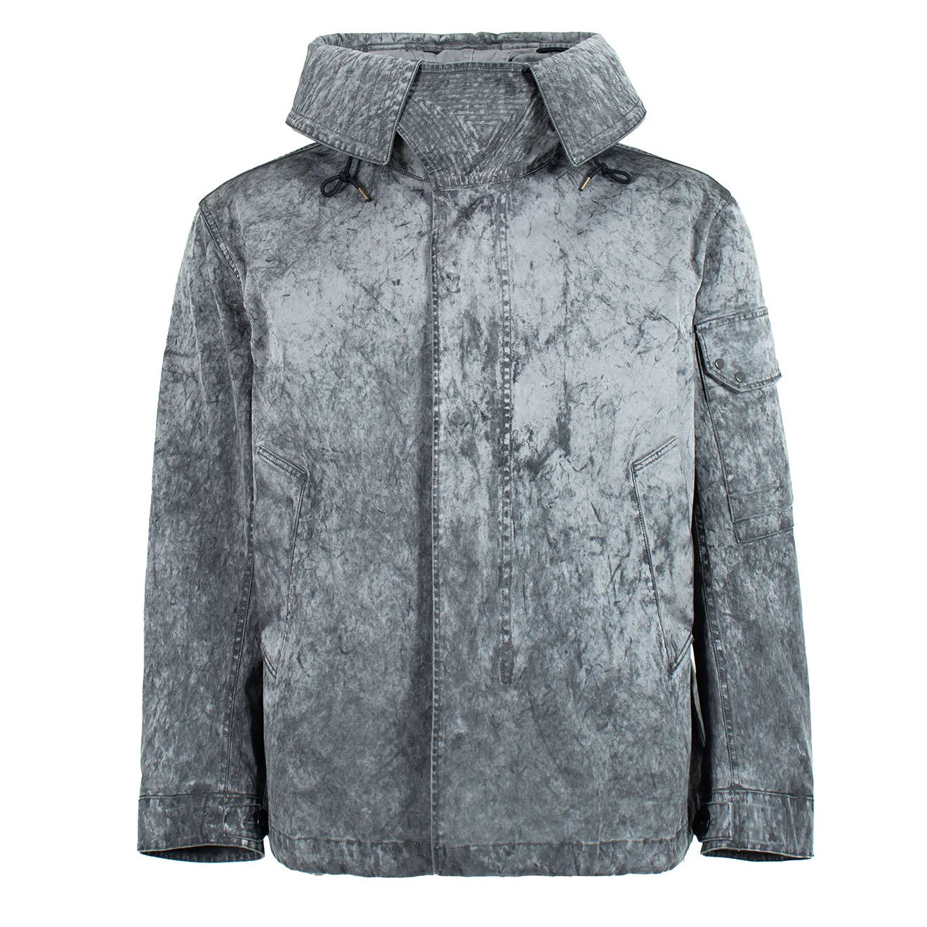 Ten C Kapuzen-Fishtail-Kurzparka Jacke Gewaschen Schwarz
