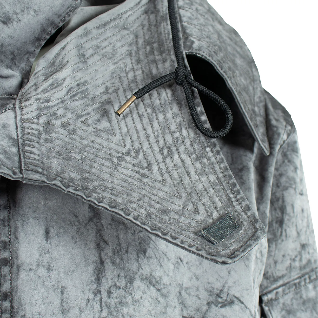 Ten C Kapuzen-Fishtail-Kurzparka Jacke Gewaschen Schwarz