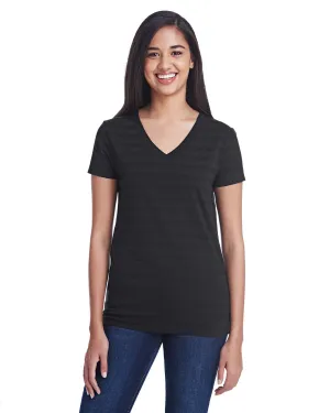 Threadfast Apparel 252RV Damen Unsichtbare Streifen V-Ausschnitt T-Shirt