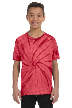 Tie-Dye Jugend Kurzarm Rundhals T-Shirt - Rot