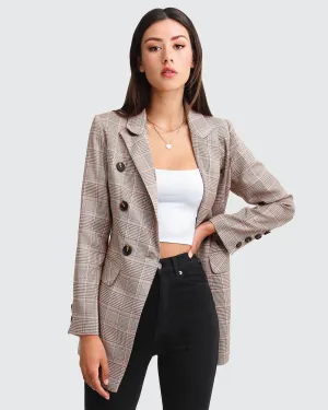 Zu Cool Für Die Arbeit Karo-Blazer - Braun
