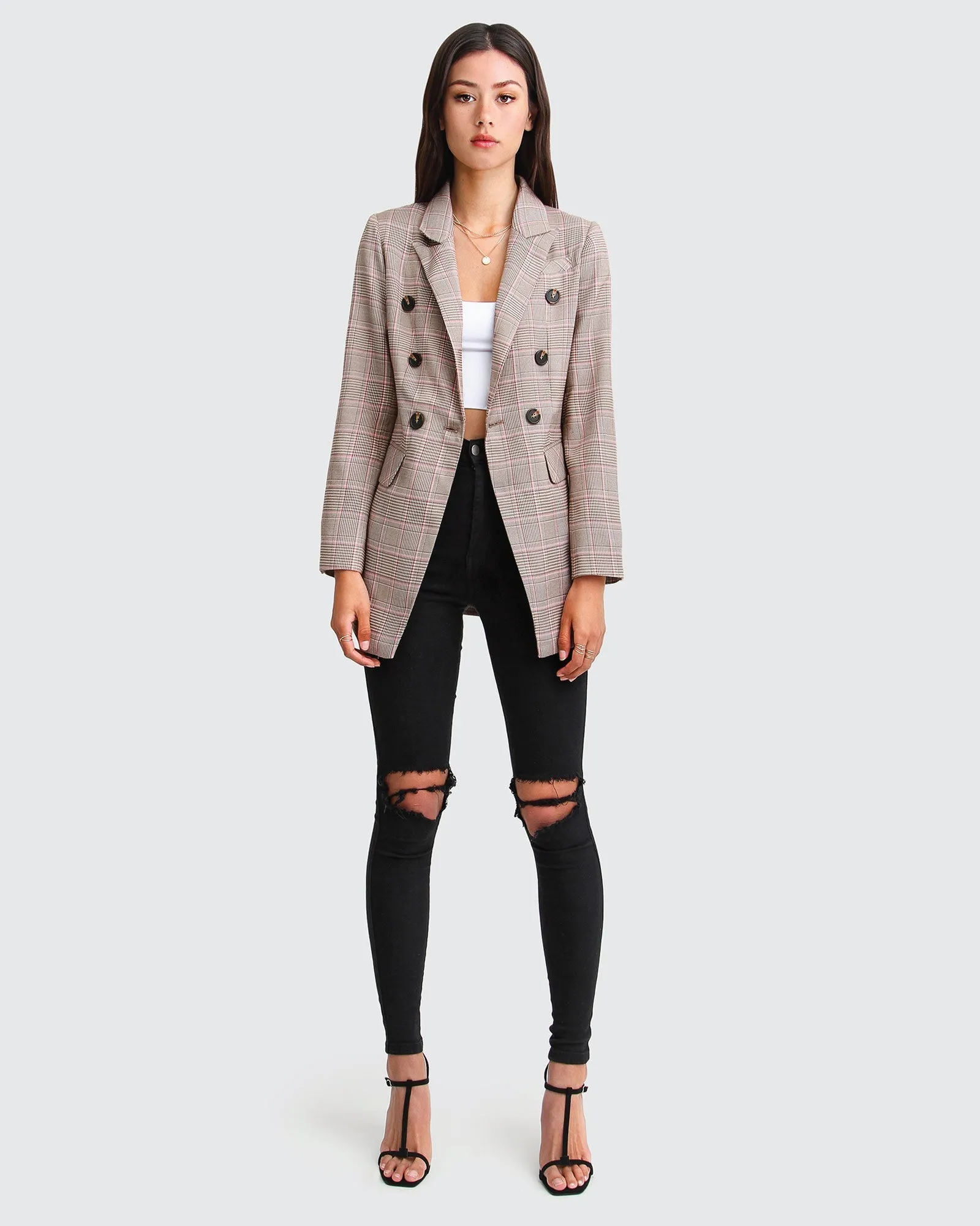 Zu Cool Für Die Arbeit Karo-Blazer - Braun