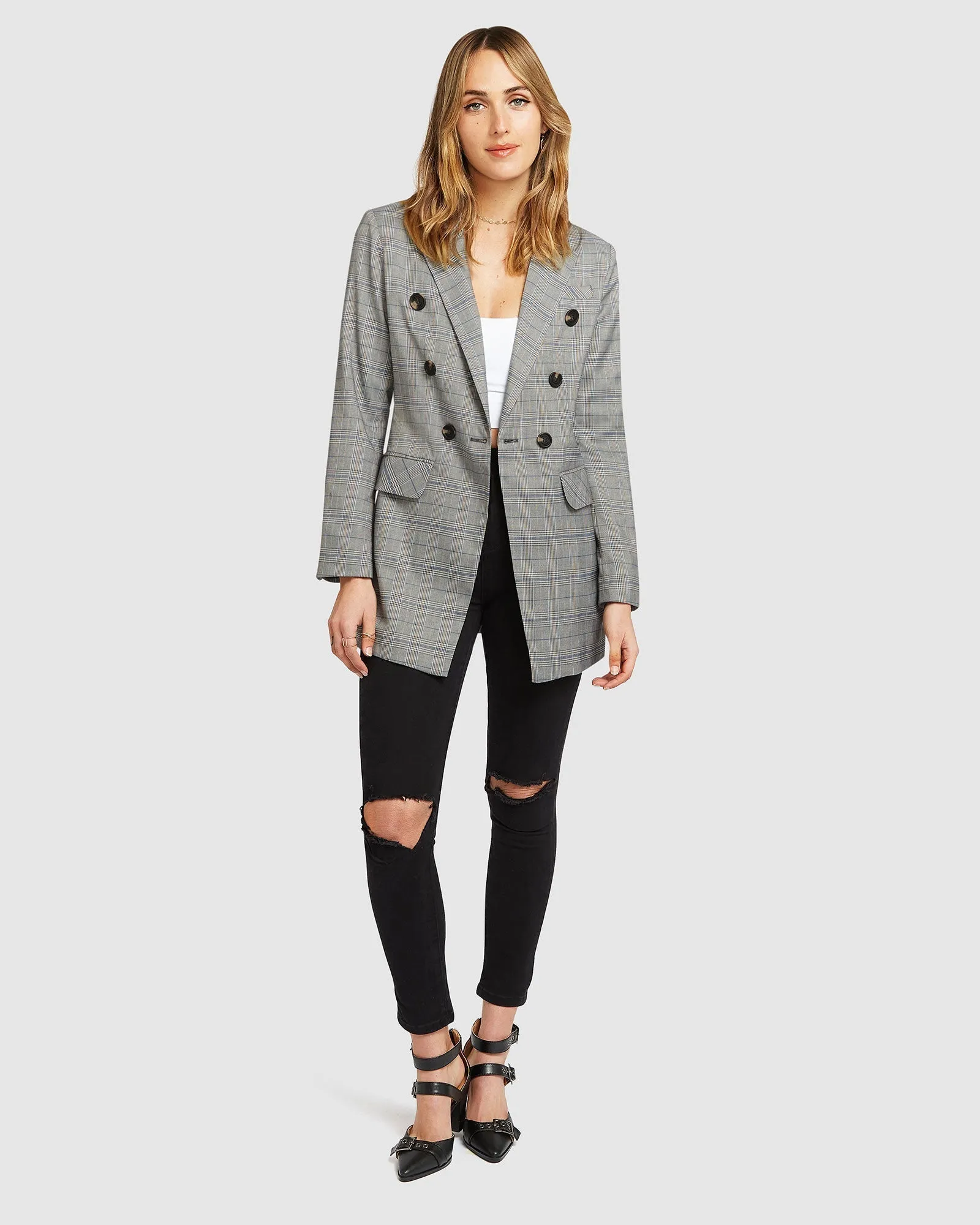 Zu Cool Für Die Arbeit Karo-Blazer - Anthrazit