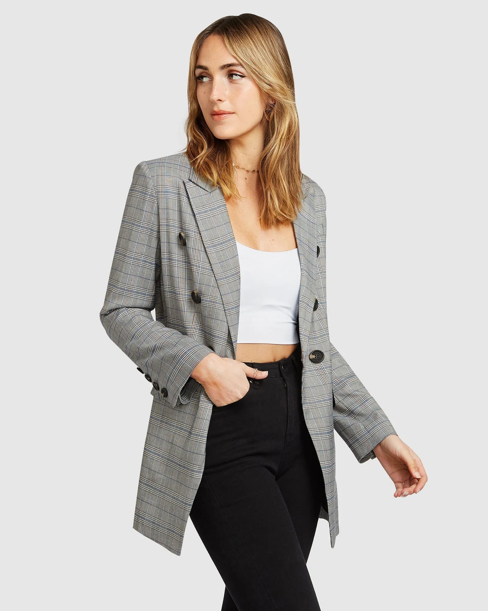 Zu Cool Für Die Arbeit Karo-Blazer - Anthrazit