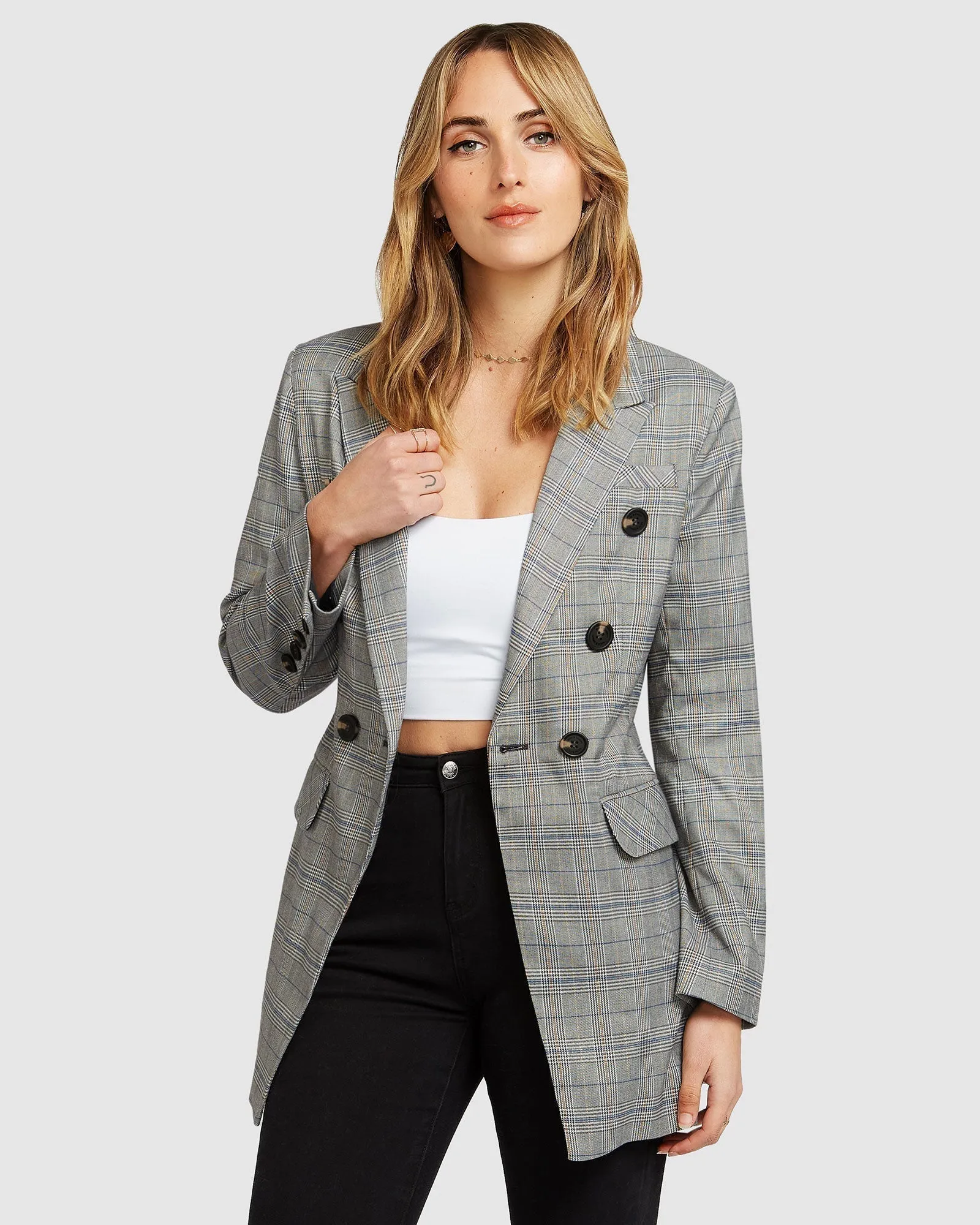 Zu Cool Für Die Arbeit Karo-Blazer - Anthrazit