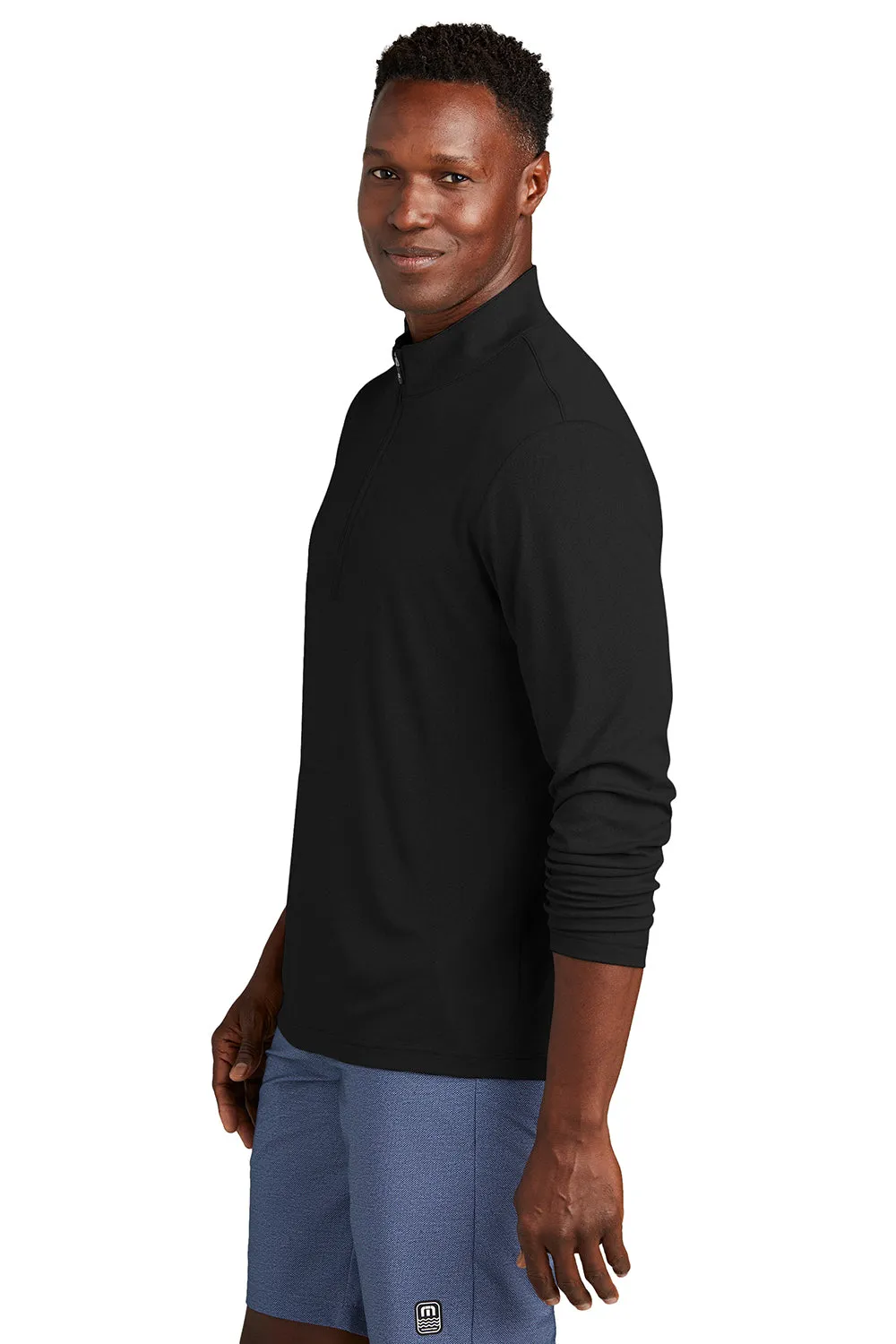 TravisMathew Herren Coto Performance Knitterfreies 1/4-Zip Sweatshirt - Schwarz
