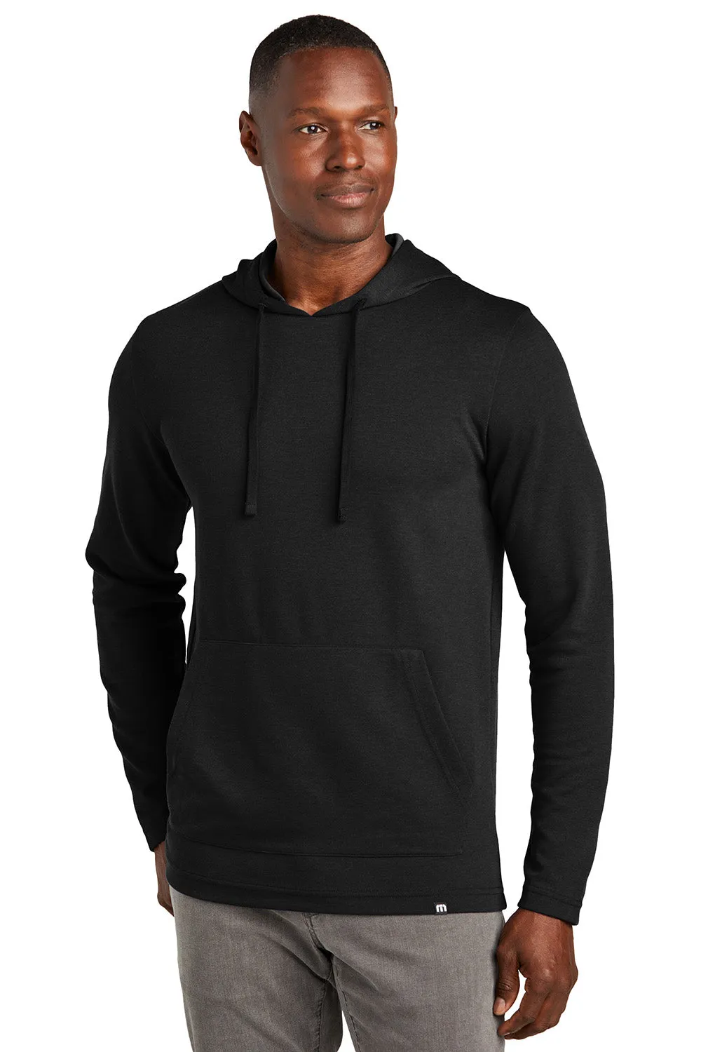 TravisMathew Herren Coveside Knitterfreie Kapuzenpullover Hoodie mit Kangaroo-Tasche - Schwarz