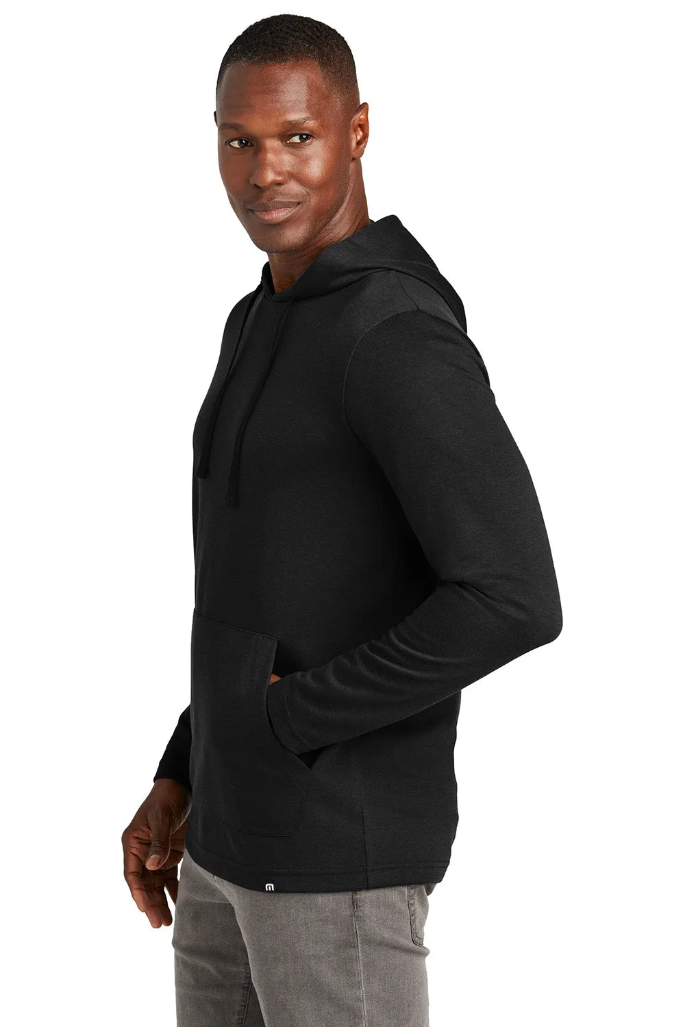 TravisMathew Herren Coveside Knitterfreie Kapuzenpullover Hoodie mit Kangaroo-Tasche - Schwarz