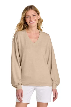 TravisMathew Damen Long Weekend V-Ausschnitt Sweatshirt - Heather Natur