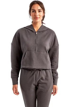 TriDri Damen Alice 1/4-Zip Kapuzenpullover Hoodie mit Beuteltasche - Anthrazitgrau