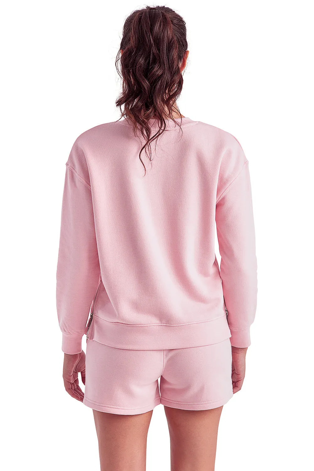 TriDri Damen Billie Seitlicher Reißverschluss Rundhals-Sweatshirt - Hellrosa