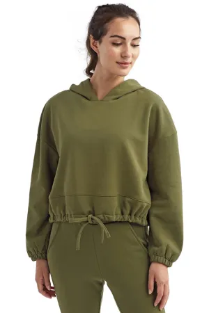 TriDri Damen Maria Cropped Kapuzenpullover Hoodie - Olivgrün