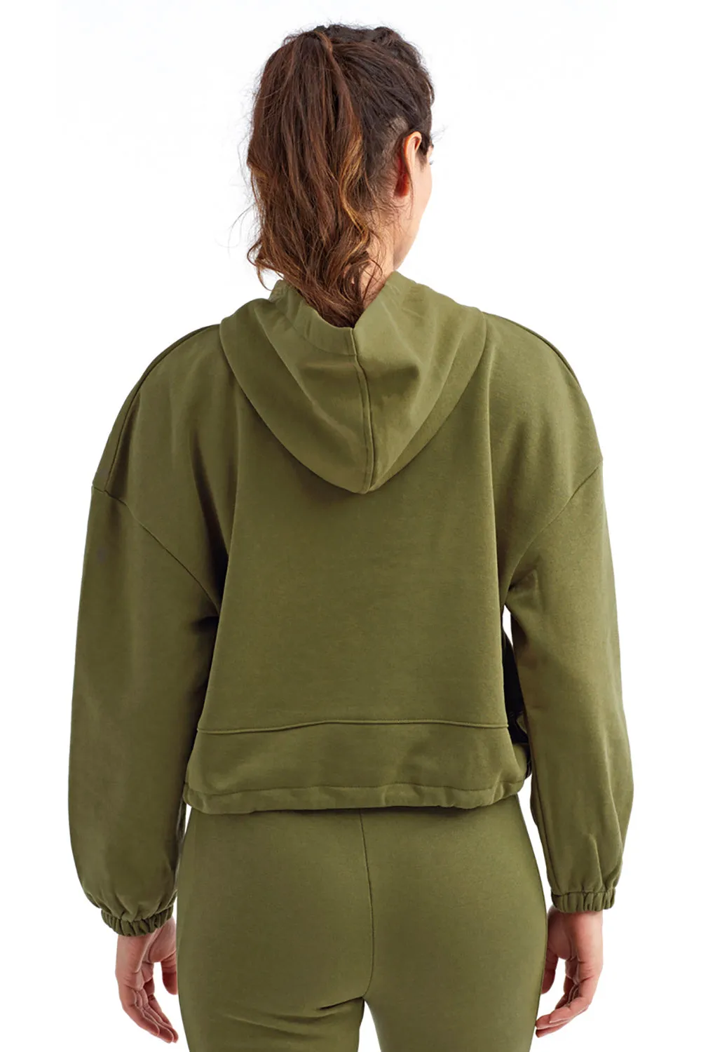 TriDri Damen Maria Cropped Kapuzenpullover Hoodie - Olivgrün