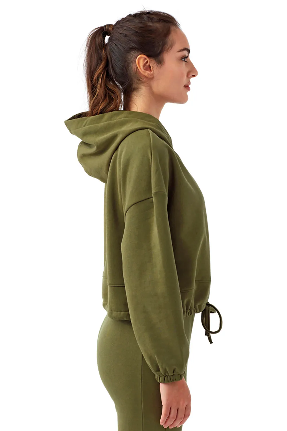 TriDri Damen Maria Cropped Kapuzenpullover Hoodie - Olivgrün