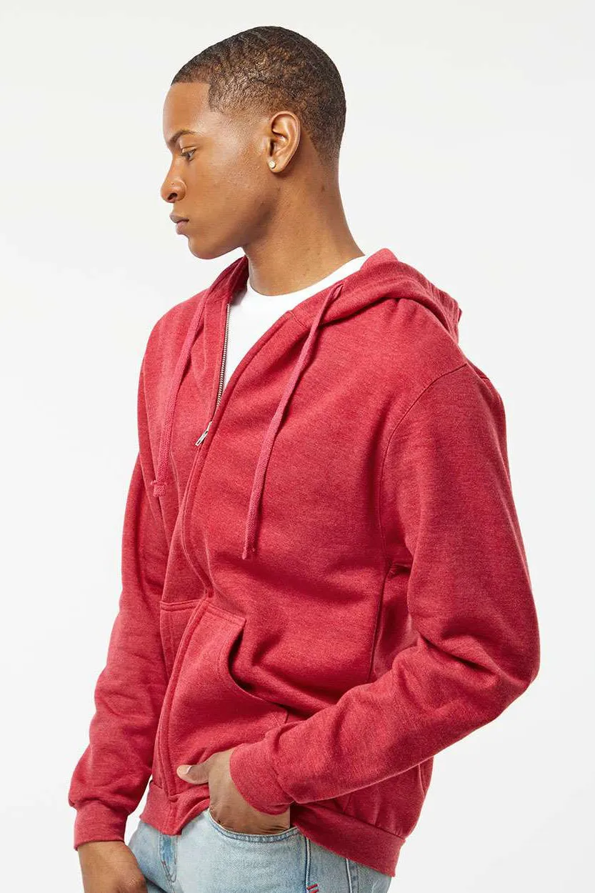 Tultex Herren Kapuzenpullover mit Reißverschluss und Taschen - Heather Rot