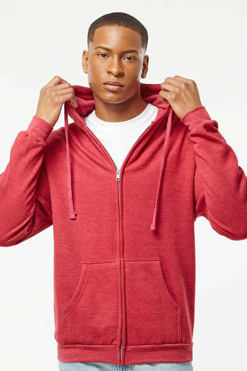 Tultex Herren Kapuzenpullover mit Reißverschluss und Taschen - Heather Rot