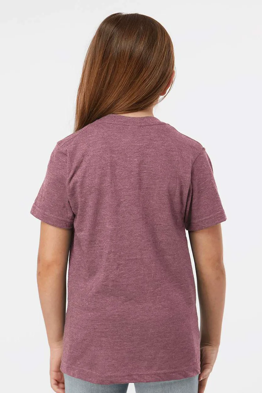 Tultex Jugendfein-Jersey Kurzarm-Rundhals-T-Shirt - Heather Cassis Pink