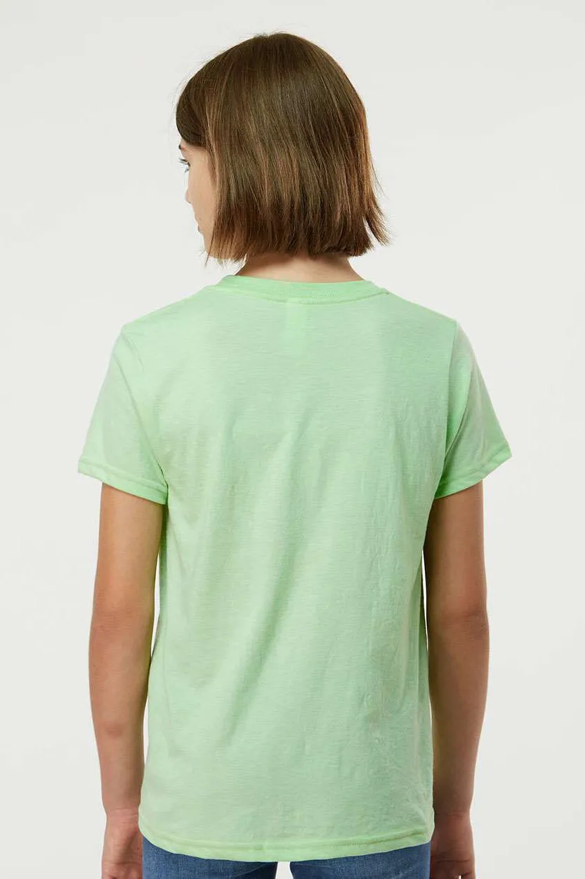 Tultex Jugendfein-Jersey Kurzarm-Rundhals-T-Shirt - Heather Neo Mintgrün