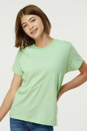 Tultex Jugendfein-Jersey Kurzarm-Rundhals-T-Shirt - Heather Neo Mintgrün