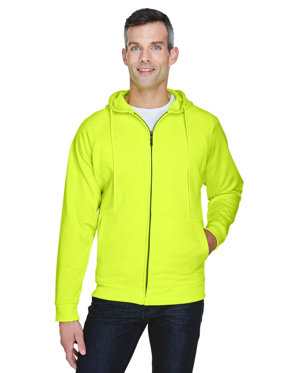 UltraClub 8463 Robuste, gefütterte Fleece-Kapuzensweatshirt mit Reißverschluss für Erwachsene