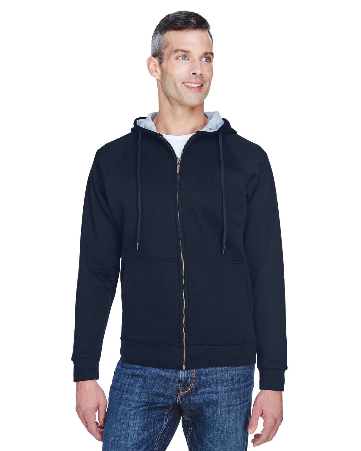 UltraClub 8463 Robuste, gefütterte Fleece-Kapuzensweatshirt mit Reißverschluss für Erwachsene