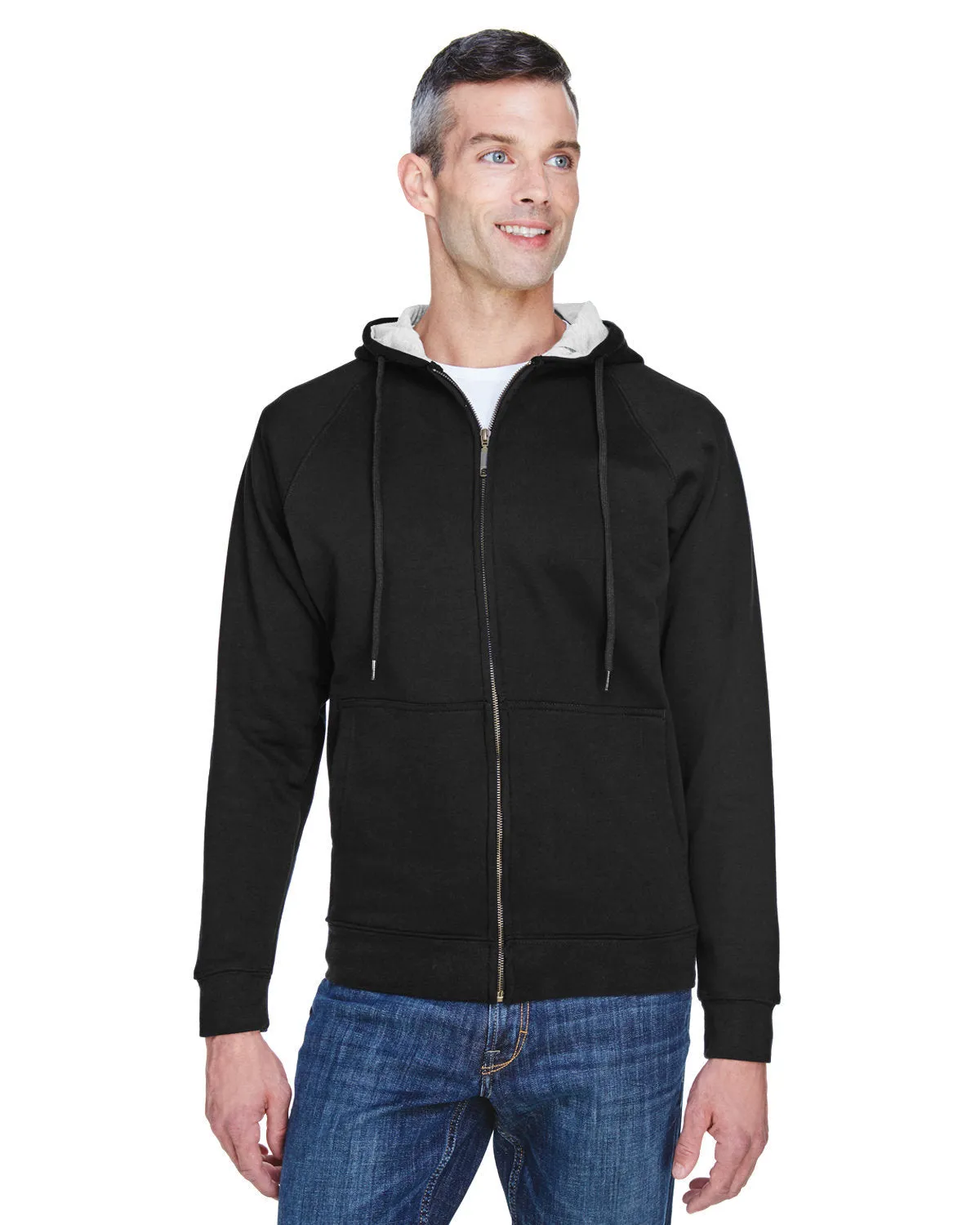 UltraClub 8463 Robuste, gefütterte Fleece-Kapuzensweatshirt mit Reißverschluss für Erwachsene