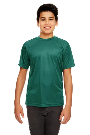 UltraClub Jugend Cool & Dry Performance Feuchtigkeitstransportierendes Kurzarm-Crewneck T-Shirt - Waldgrün
