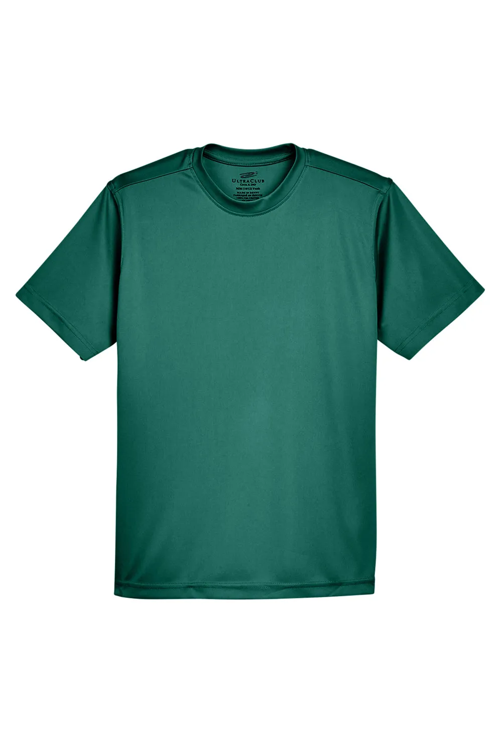 UltraClub Jugend Cool & Dry Performance Feuchtigkeitstransportierendes Kurzarm-Crewneck T-Shirt - Waldgrün