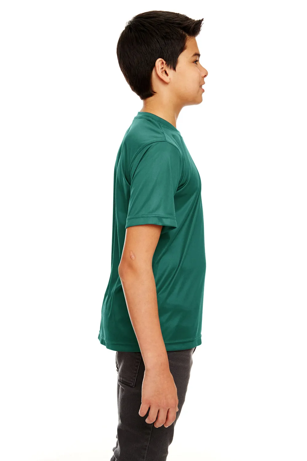 UltraClub Jugend Cool & Dry Performance Feuchtigkeitstransportierendes Kurzarm-Crewneck T-Shirt - Waldgrün