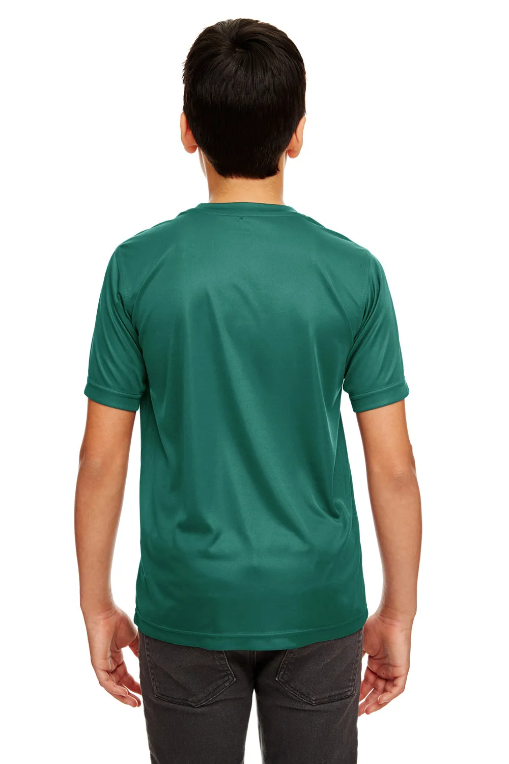 UltraClub Jugend Cool & Dry Performance Feuchtigkeitstransportierendes Kurzarm-Crewneck T-Shirt - Waldgrün
