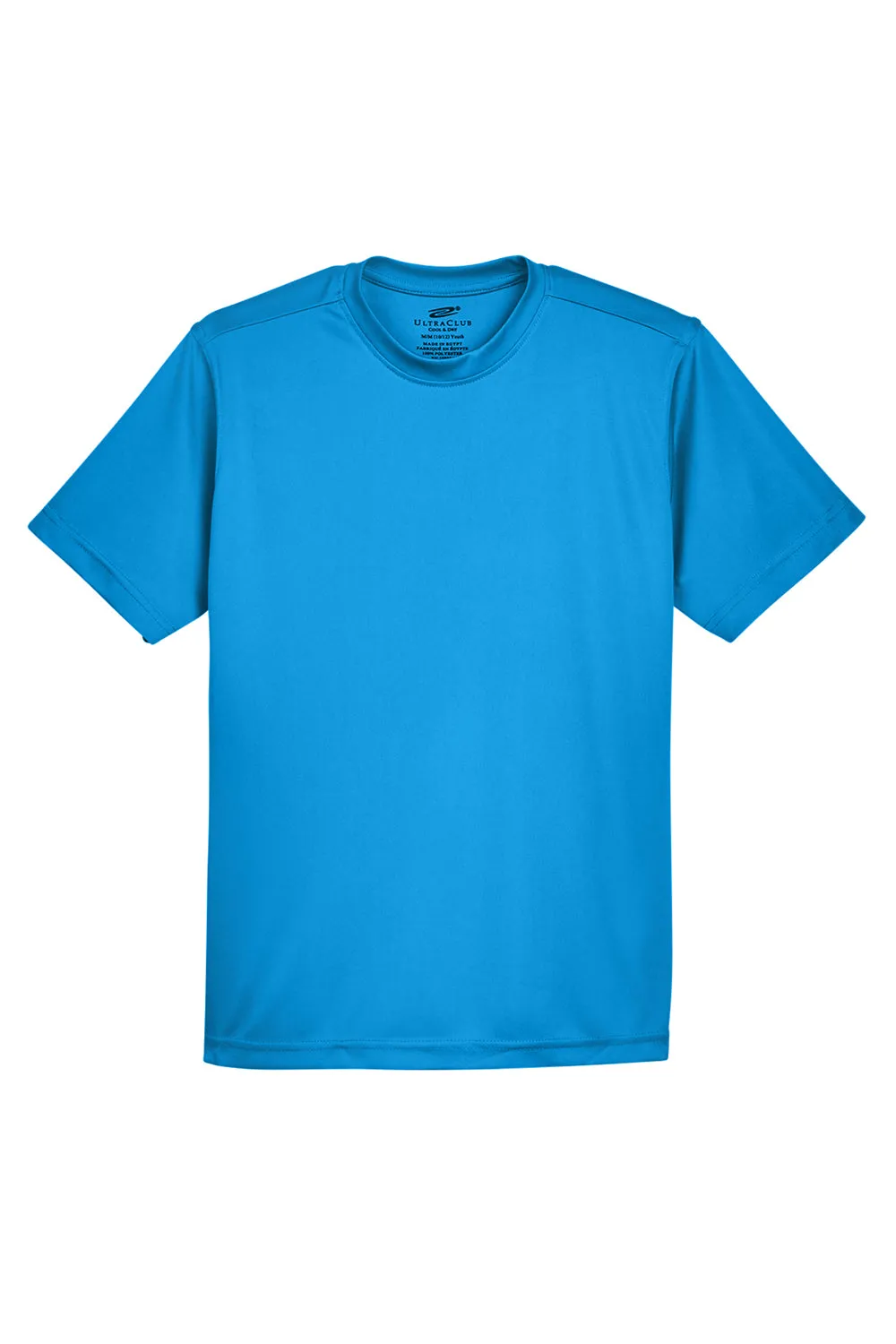 UltraClub Jugend Cool & Dry Performance Feuchtigkeitstransportierendes Kurzarm-Crewneck-T-Shirt - Saphirblau