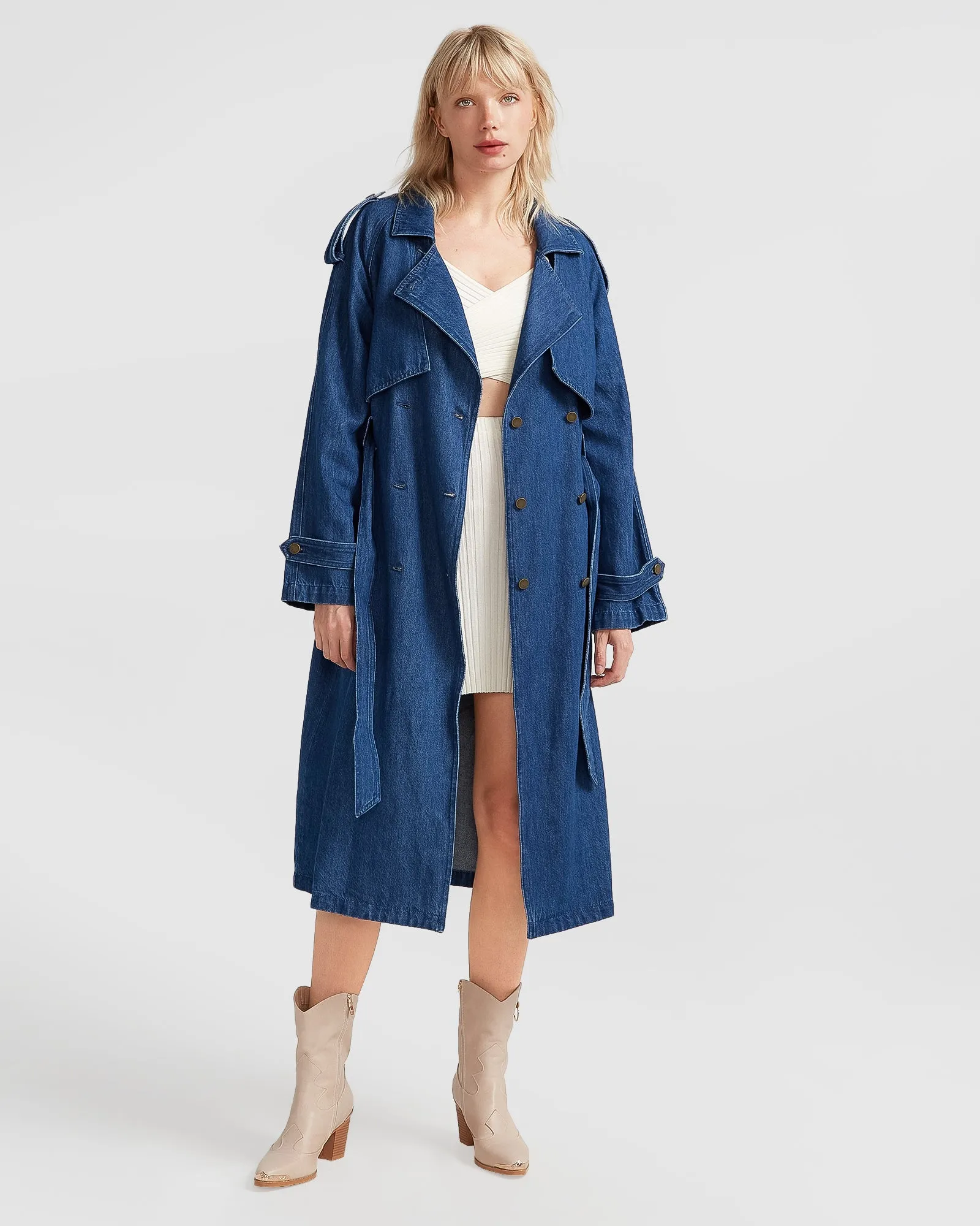 Wild Skies Denim Trench - Mittelblaue Denim