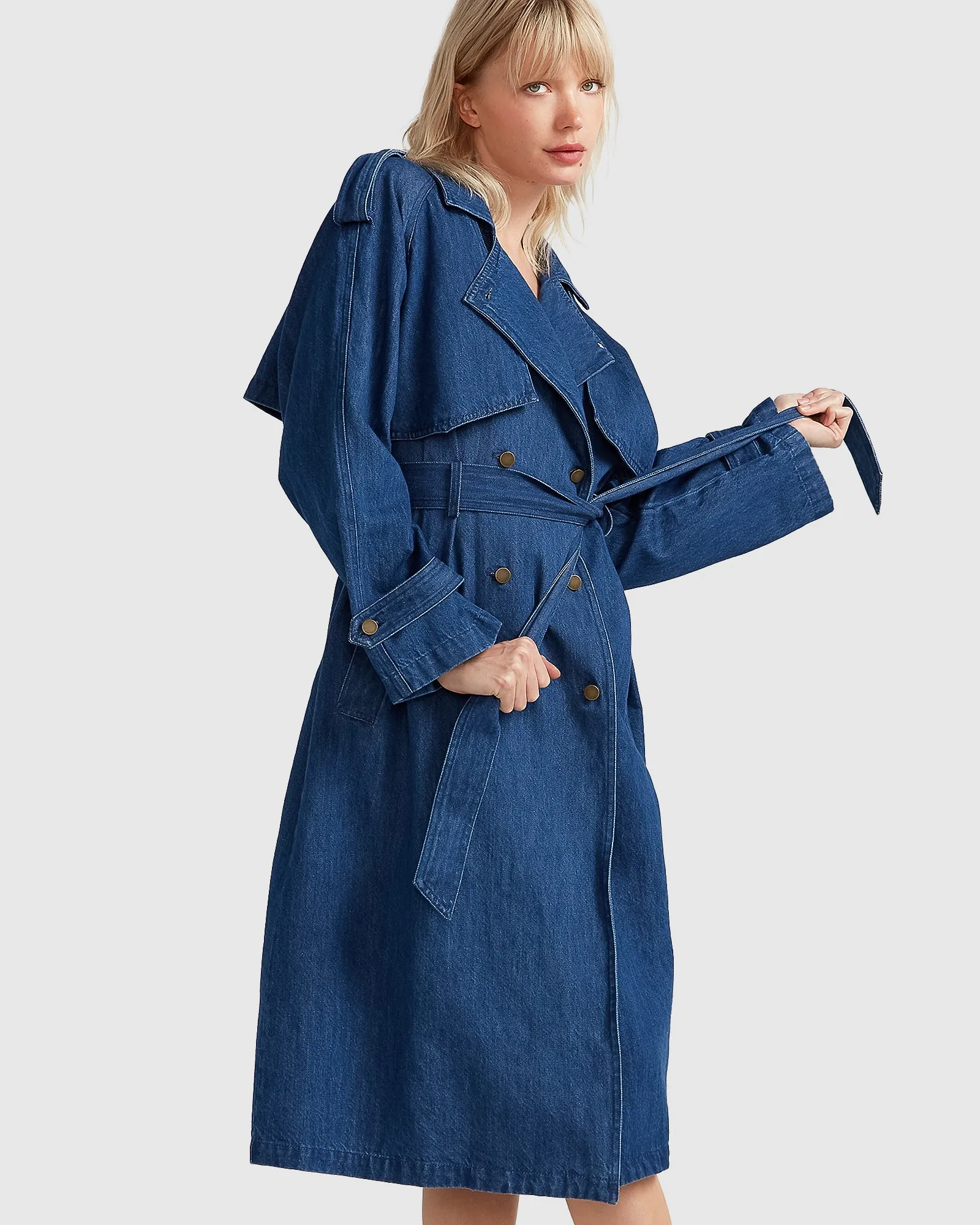 Wild Skies Denim Trench - Mittelblaue Denim